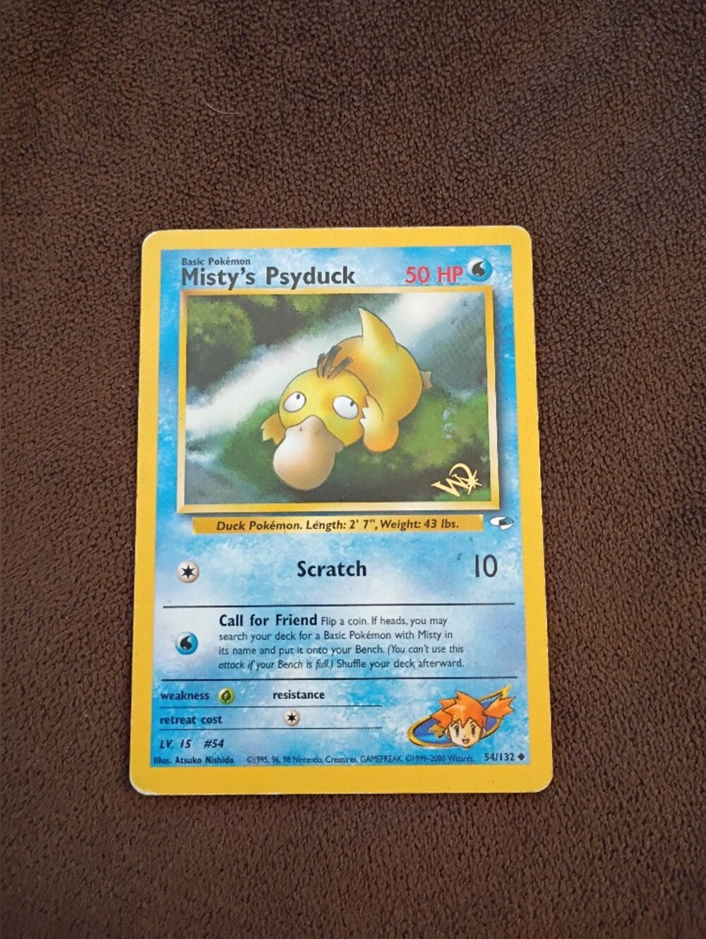 Pokemon Wotc Gym Heroes Misty's Psyduck Gold W Stamped 54/132
